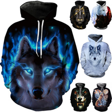 3d Print Animal Wolf Men Women Hoody Sweatshirt Hip Hop Unisex Hoodies with Big Pockets