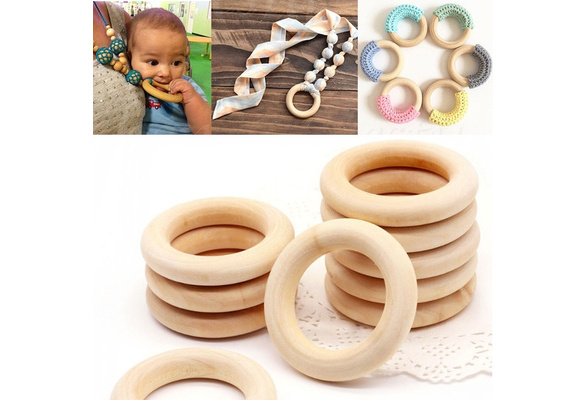 10x 25mm-60mm Baby Natural Teething Rings Wooden Necklace Bracelet DIY. 