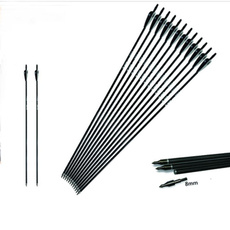 6/12 pcs/lot 30" Black and White Mixed Carbon Arrow with Replaceable Arrowhead Spine 500 for Recurve/Coumpond Bows Archery