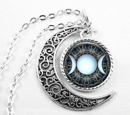 Silver Jewelry, celestialnecklace, moongoddessjewelry, triplegoddesspendant