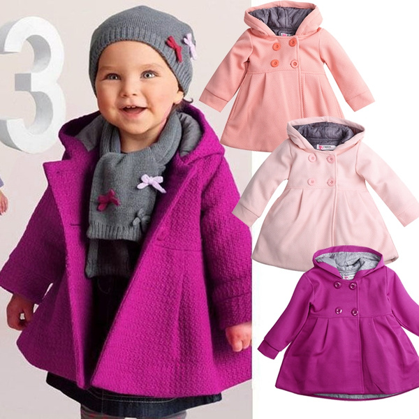 Baby Toddler Girl Warm Fleece Winter Pea Coat Snow Jacket Suit Clothes Red Pink Wish Baby Toddler Girl Warm Fleece Winter, Red Winter Coat Toddler Girl