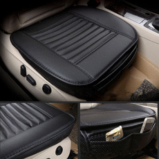Four Seasons Monolithic PU Leather Car Front Seats Cover Non-Slip Protector Mat Bamboo Charcoal Cushion