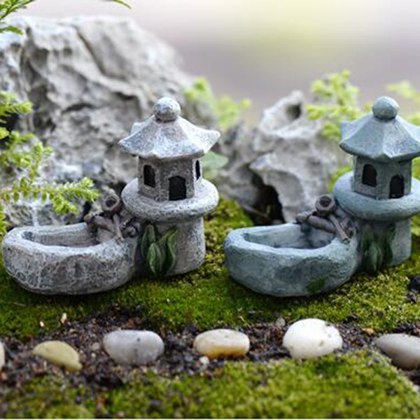 1 Piece Miniature Fairy Garden Vintage Artificial Pool Tower DIY Decoration 