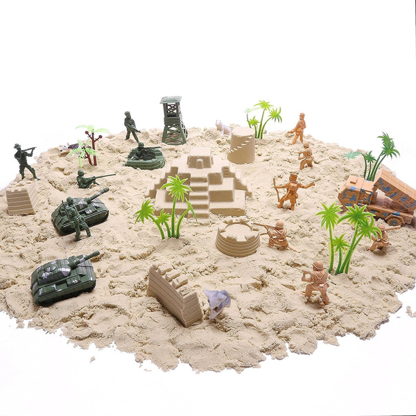 Kinetic Sand, Anan Baby Kinetic Motion Sand with Sand Molds, Army Soldiers  and Toy Animals Play Set