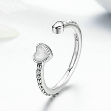 925 Sterling Silver Double Hearts of Love Silver Enamel Open Rings for Women Engagement Jewelry size 6-10
