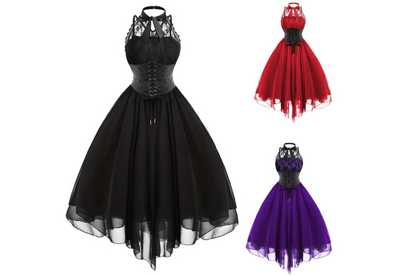 Gothic cross back lace panel clearance corset dress