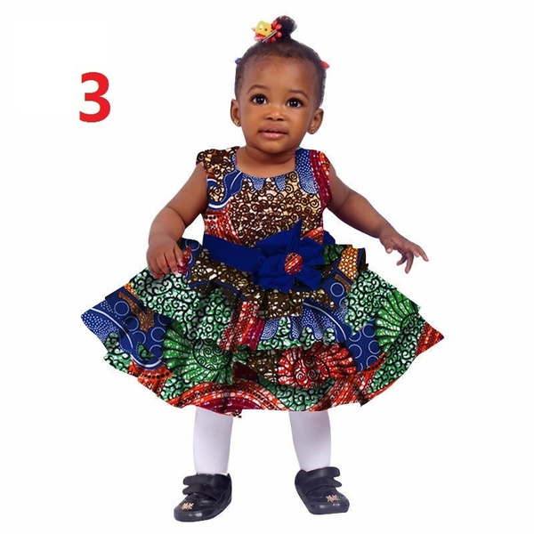 African Kids Clothing Cute Kids Dashiki Dress Traditional Cotton Dresses  Matching Africa Print Dresses Children Girls Summer Clothing WYT76