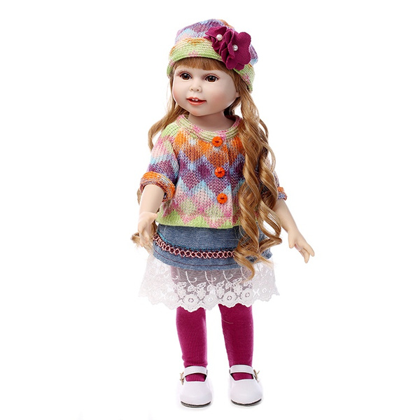 18'' American Girls Reborn Baby Doll Long Hair Cute Girl Doll Birthday Gifts #4 