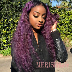wig, curlylonghairwig, Long wig, purple
