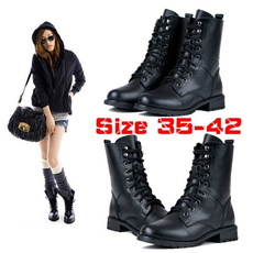 ankle boots, Leather Boots, Lace, Combat
