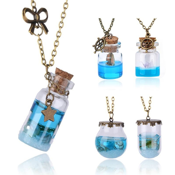 Glass on sale vial necklace