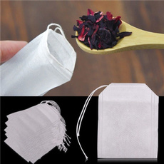 100 Pieces Non-Woven Fabrics Teabags Empty Tea Bags with String Heal Seal Filter Paper for Herb Loose Tea Supplies
