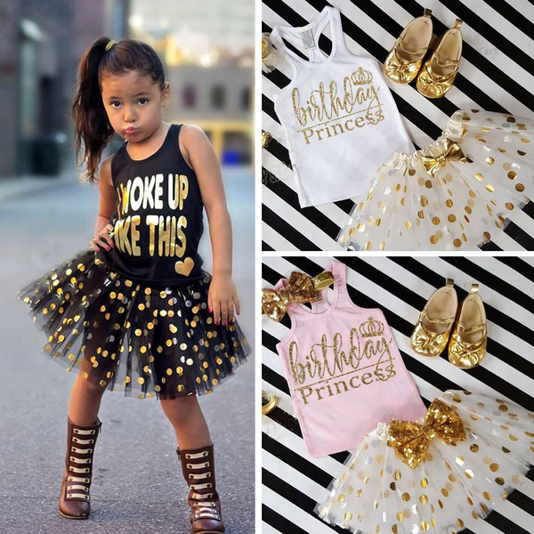 Toddler Kid Baby Girls Outfits Summer Princess Clothes T-shirts Tops Dress Skirt 