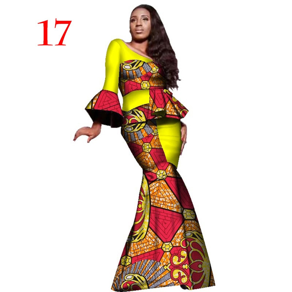 Africa Style Bazin Riche Dresses For Women Two Pieces Set Women Long Sleeve Tops And Long African Print Skirt Plus Size Wy2423 Wish