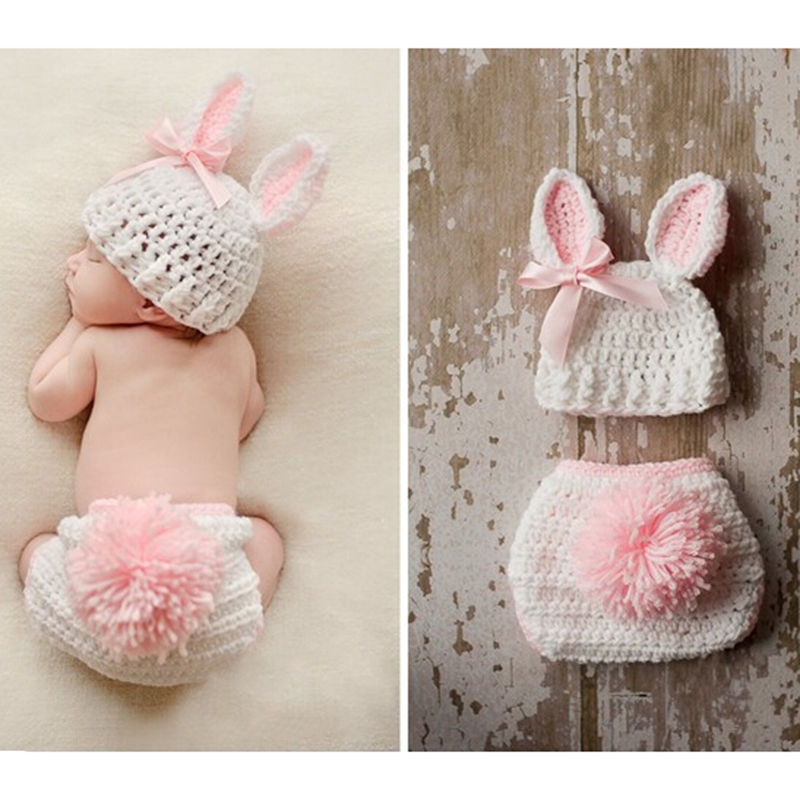 Lovely Newborn Baby Crochet Knit Costume Photo Photography Prop Hats Outfits Set
