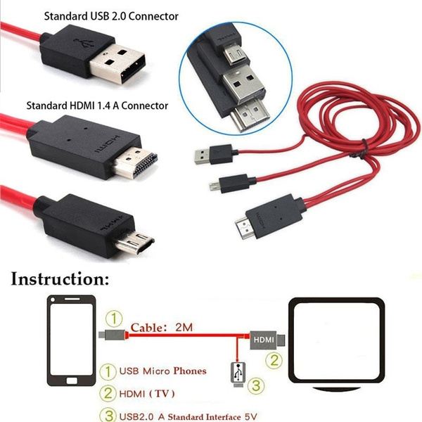 MHL Micro USB to HDMI 1080P HD TV Cable Adapter For Samsung Cell Phone
