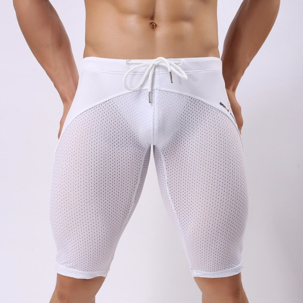 Mens Mesh Swimwear Swim Shorts Long 