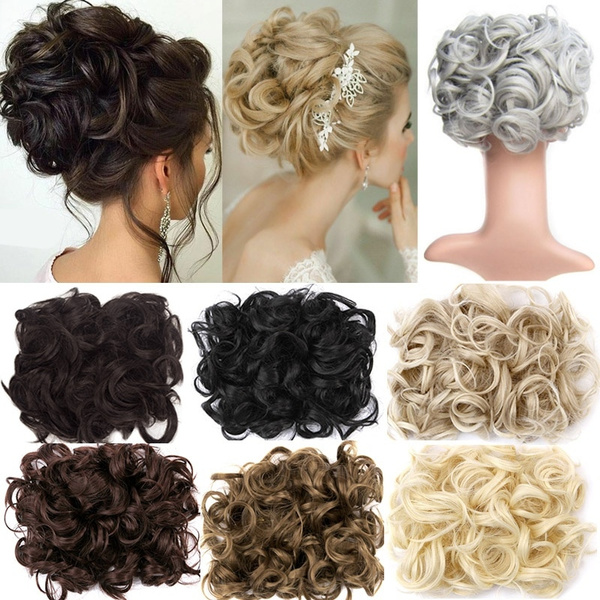 Curly Easy Clip In Hair Bun Synthetic Hair Chignon Hair Ponytail Extensions