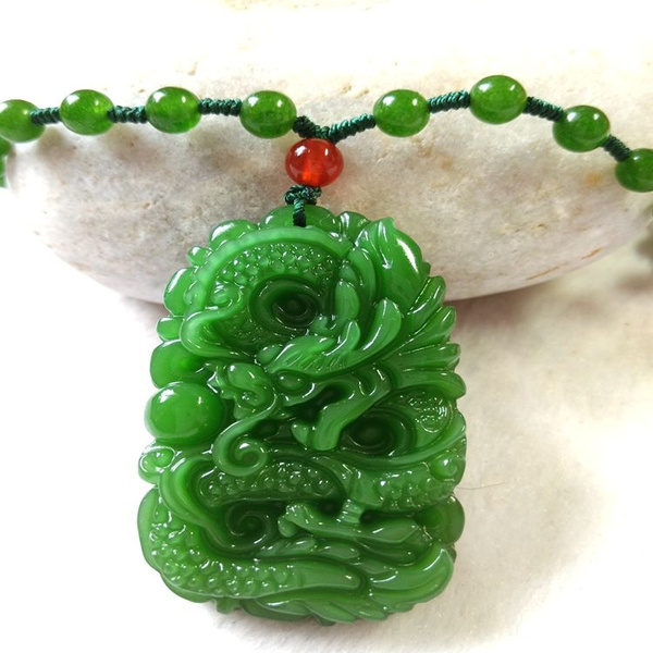 Chinese AAA Tibet Gold Green Jade Dragon Malay Jade Pendant Necklace P –  JcashJewels