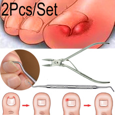 2Pcs/Set Ingrown Toe Nail Correction Nippers Clipper Cutters Dead Skin Dirt Remover + Paronychia Podiatry Pedicure Care Tool