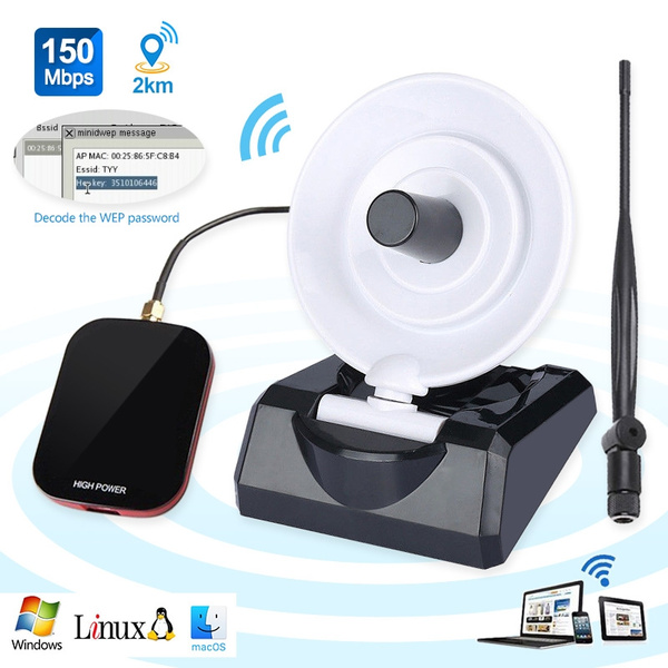 Usb Password Decoder Adapter 200m Long Range WiFi Receiver Set Password Cracking Dual Antenna USB ...