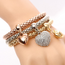 3pcs/set Charm Women Bracelet Gold Silver Rose Gold Rhinestone Bangle Jewelry Set
