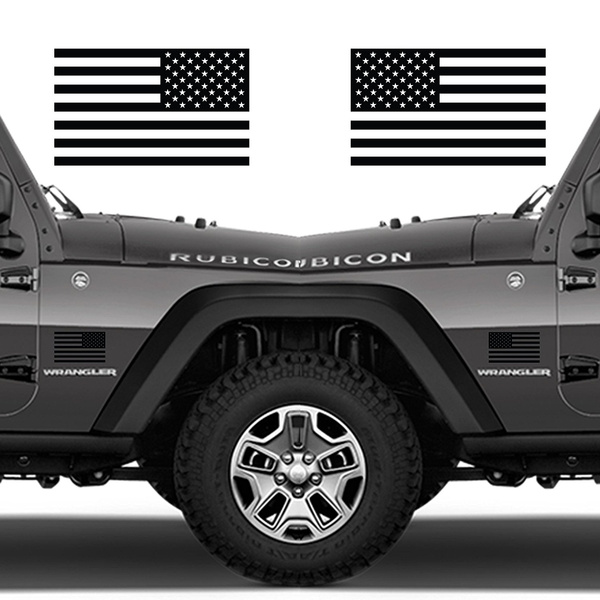 2pcs Pair Subdued American Flags Tactical Military Flag Usa Decal Jeep 