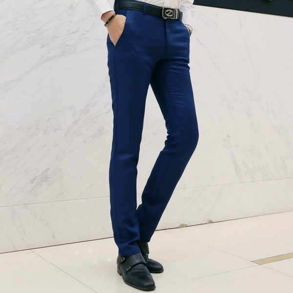 Men Trousers Office Business Formal Cotton Suit Pants Straight Leg Comfort  Casual Smart Bottoms | Wish