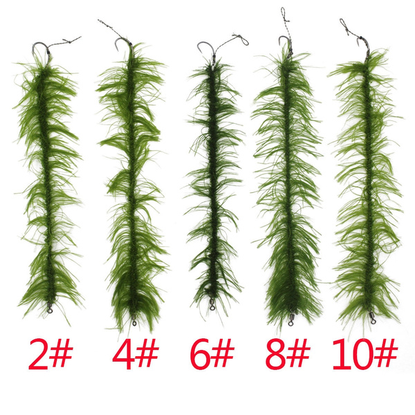 5 Sizes Weed Combi Rig Carp Fishing Hook Ready Made Hair Rigs Weed Line