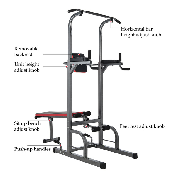 Pull Up Bar Power Tower Adjustable Height for Indoor Home Gym Fitness Exercise