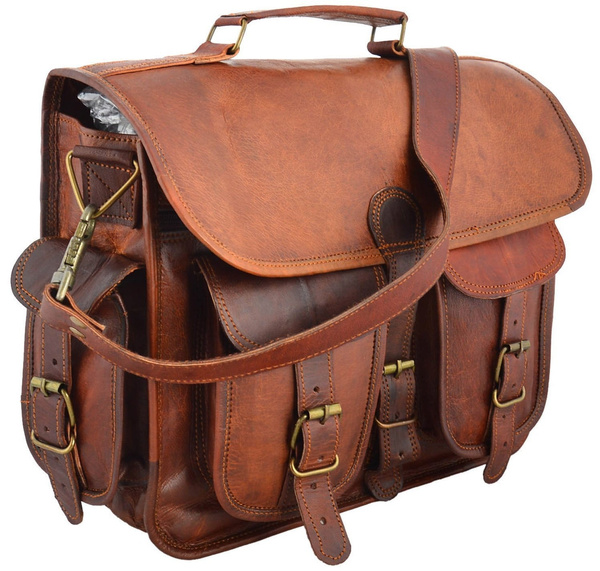 mens leather satchel laptop bag