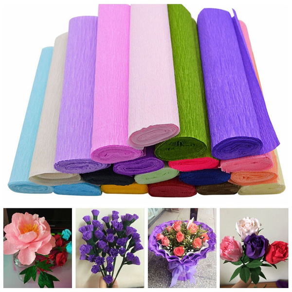 250x25cm 1 Roll DIY Flower Making Crepe Papers Wrapping Flowers Gifts  Packing Material Handmade Diy Wrapping Paper Craft Decor