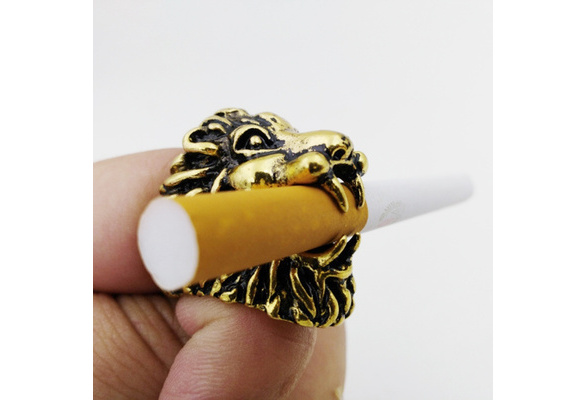 cigarette holder ring lion Smoke Ring Lion Design Cigarette Holder Rack Finger Ring for 8mm Cigarette  Smoking Accessories