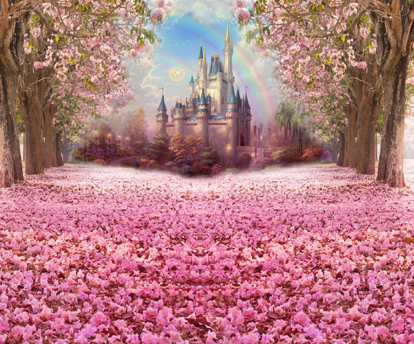 Cherry blossoms Castle Birthday Photography Backdrops Photo Background ...