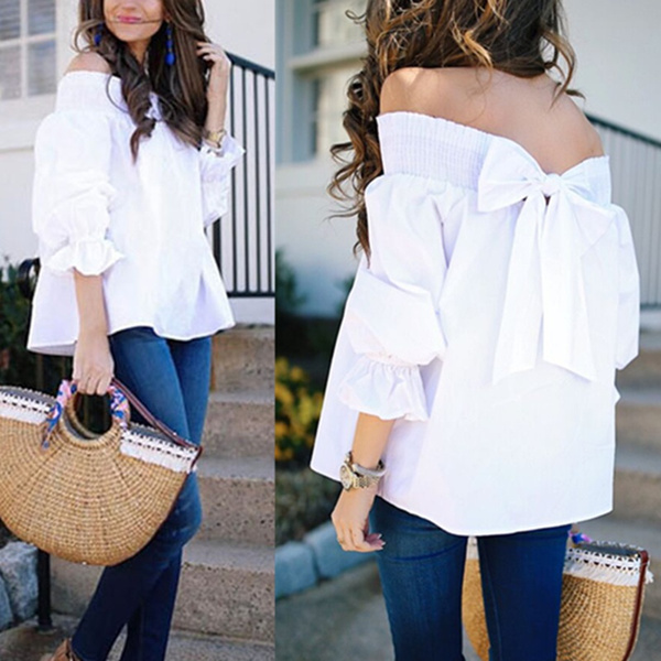 off the shoulder white shirt