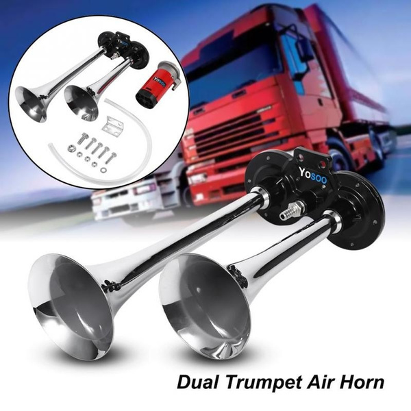 150DB 12V Car Truck Portable Dual Trumpet Air Horns Compressor with