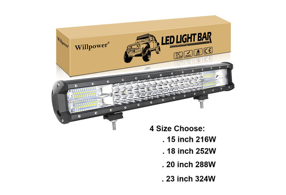 Truck SUV ATV Driving Lamp Boat 23inch 324W TRI ROW LED Work Light Bar 4X4WD 7D
