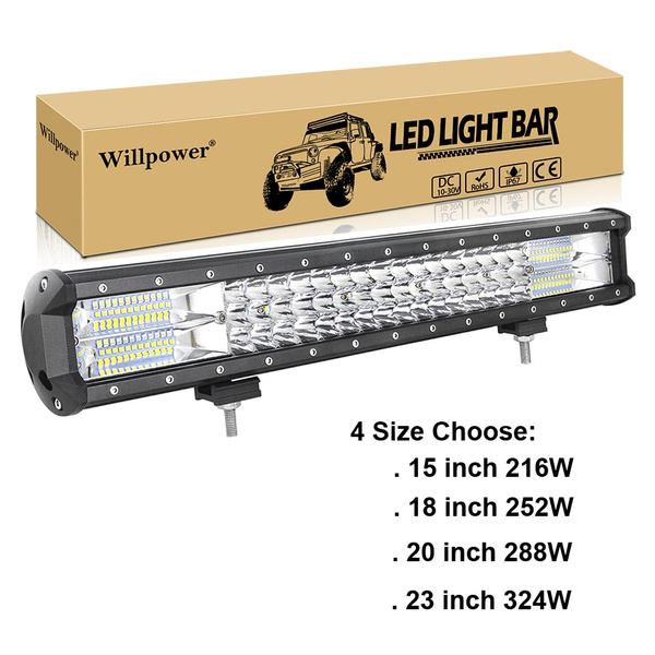 Truck SUV ATV Driving Lamp Boat 23inch 324W TRI ROW LED Work Light Bar 4X4WD 7D