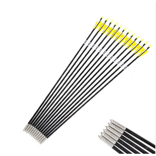 6/12pcs/lot Fiberglass Arrow 30 Inches Spine 700 Archery Nock Fletched With Steel Point For 30