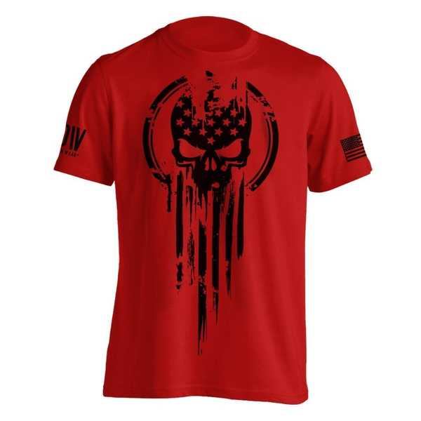 American Warrior Flag Skull Military T-Shirt