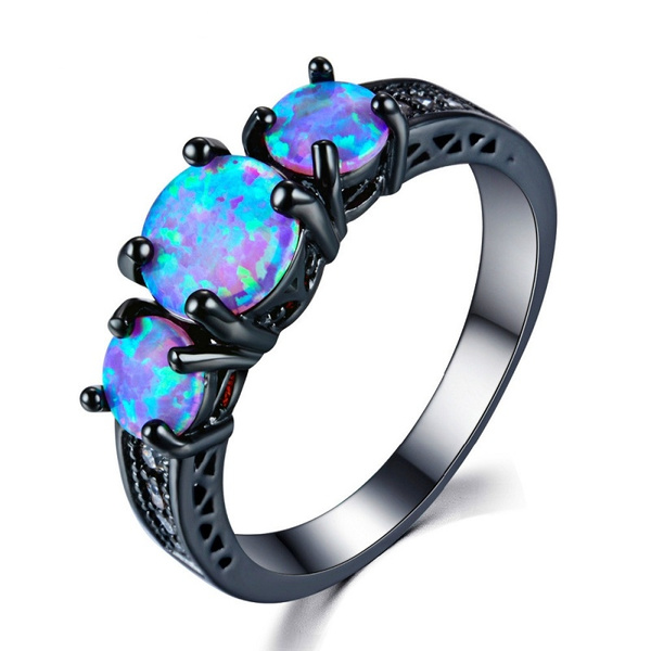 T&T Jewelry Blue Fire Opal Rings Fashion Vintage Jewelry For Women Wedding Rings