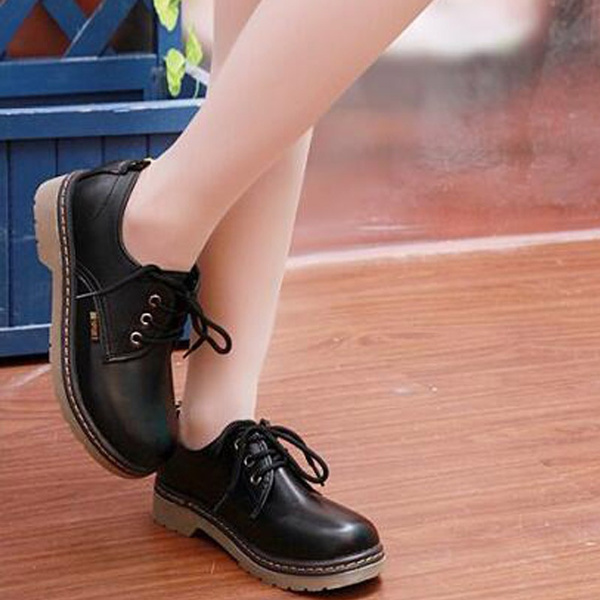 black leather uniform shoes