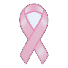 Magnetic Bumper Sticker - Breast Cancer - Pink Ribbon Shaped Awareness Magnet - 3.75" x 8"