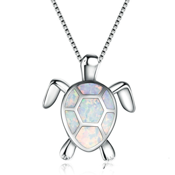 Cute Turtle Shape White Fire Opal 925 Sterling Silver Pendant Necklace ...