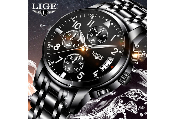 LIGE Mens Montres Top Marque De Luxe De Mode D'affaires Quartz