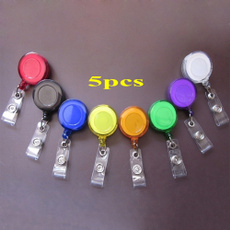5pcs High Quality Hospital Office  Favor School Office Worker Supplies For School Office Employee Clip Keep ID Key Cell Phone Safe Recoil Reel ID  Card Clip Badge Lanyard Name Tag Key Card Holder Belt Clip Transparent Retractable (Color: Multicolor)