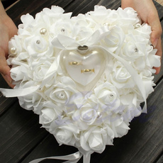 Fashion Romantic Rose Wedding Favors Heart Shaped Jewelry Gift Ring Box Pillow Cushion
