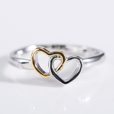 Heart, 925 sterling silver, gold, Engagement Ring