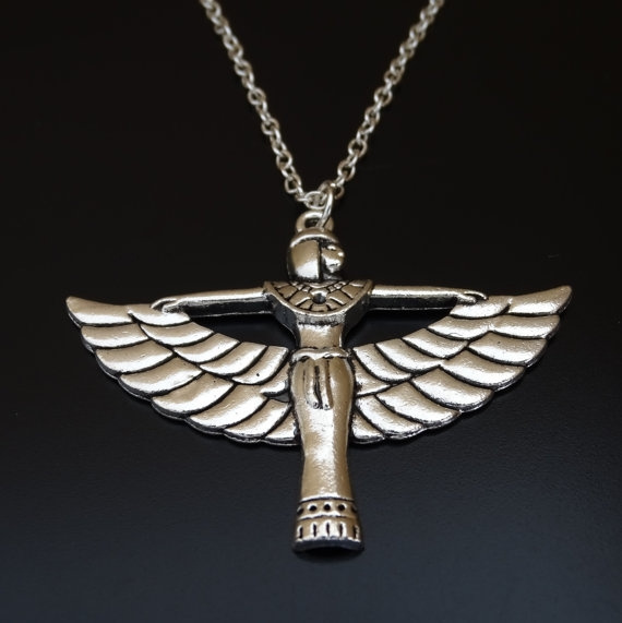 Antique Silver Egyptian Goddess Isis Ancient Egypt God Winged Egyptian ...