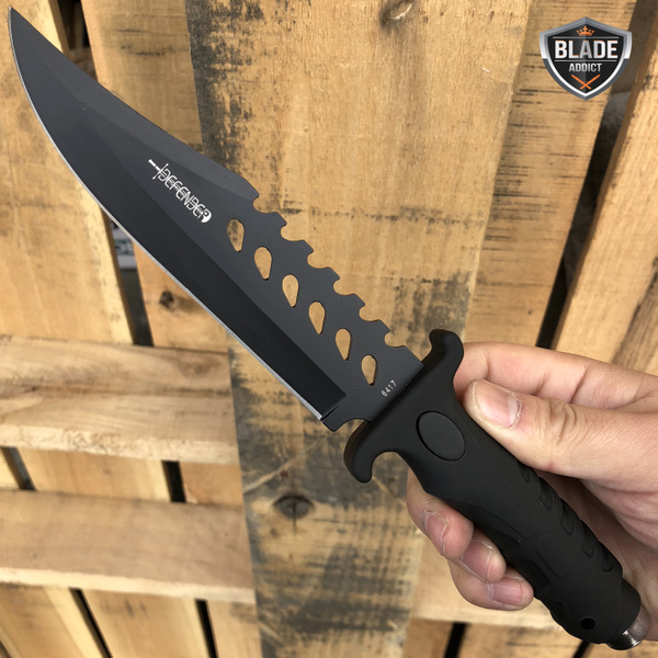 Unmatched 10.5 Black TACTICAL SURVIVAL Rambo Military FIXED BLADE